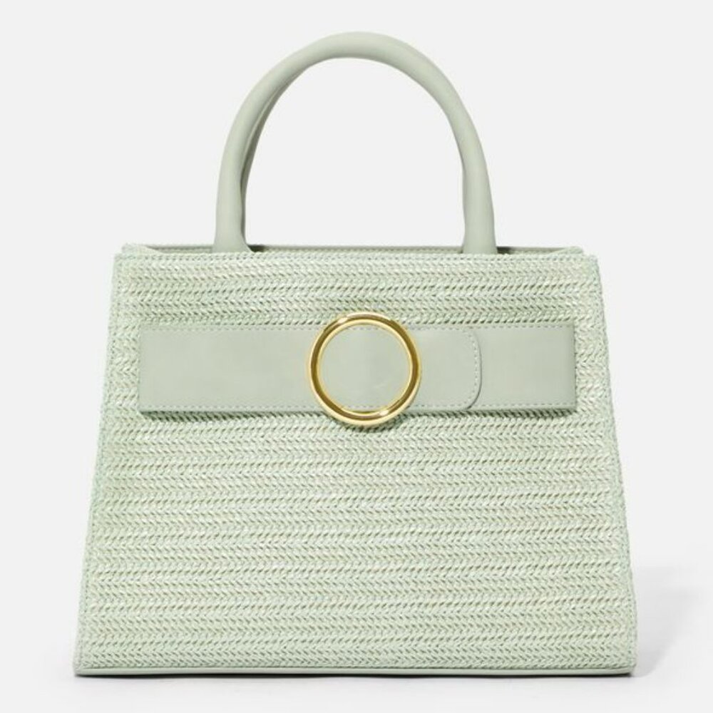 JustFab Raffia Circle Handwear Satchel